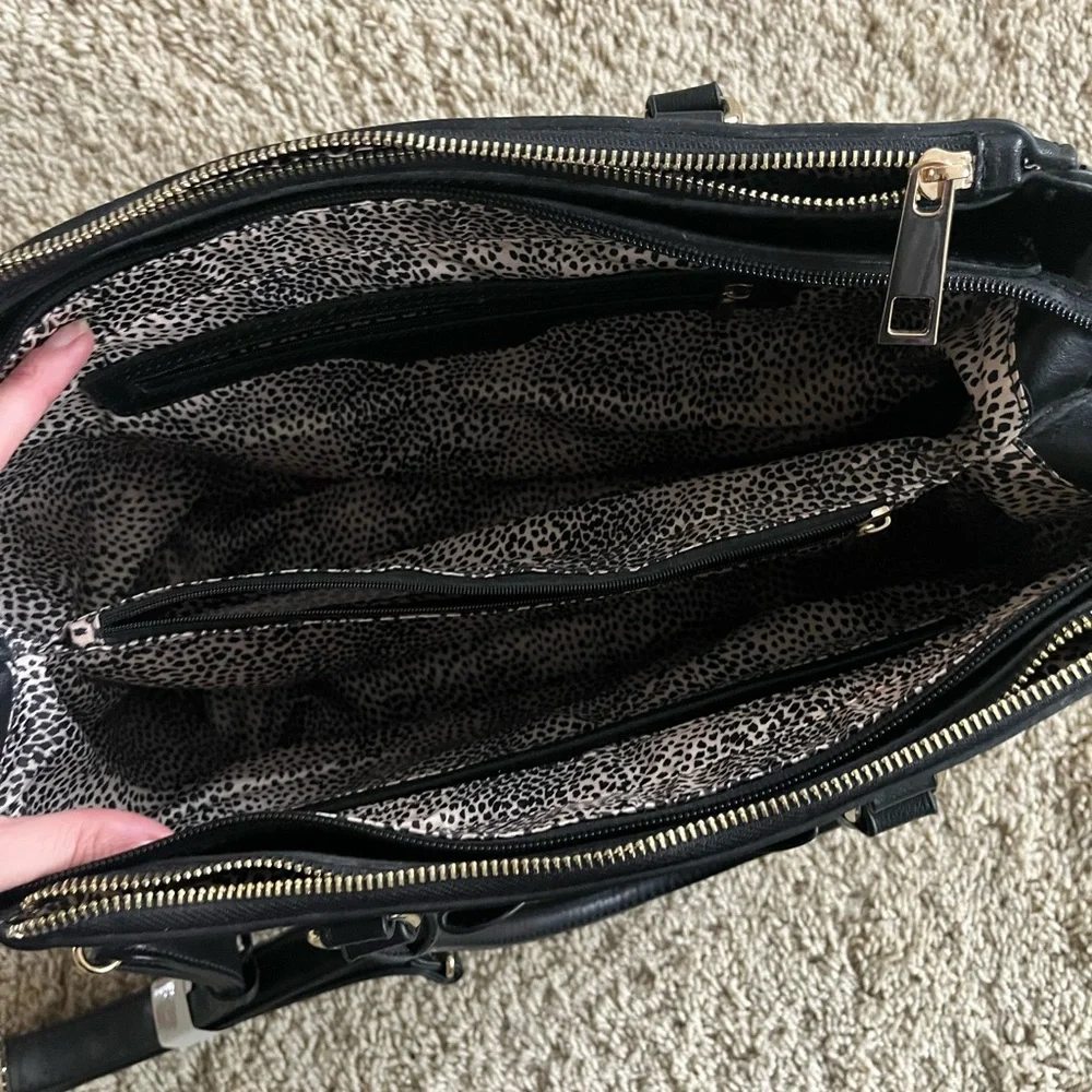 Black Leather Work Tote Bag - Picture 5 of 9